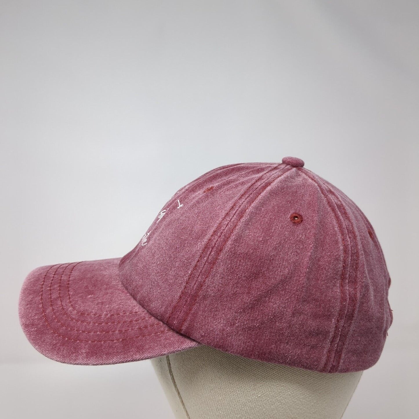 Just Breathe Slideback Hat Red One Size Adjustable Vent Holes 6 Panel