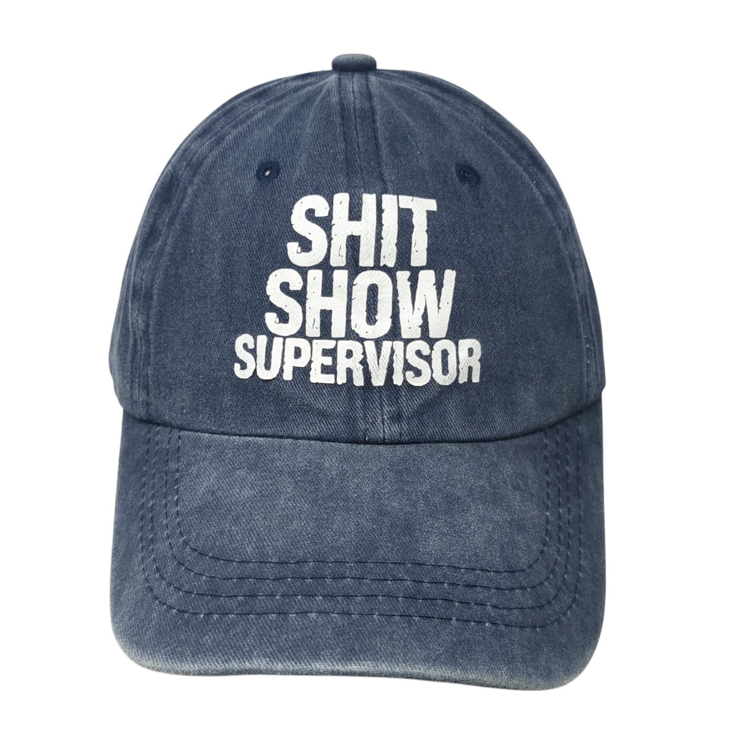 S**t Show Supervisor Slideback Hat Blue One Size Adjustable Solid 6 Panel