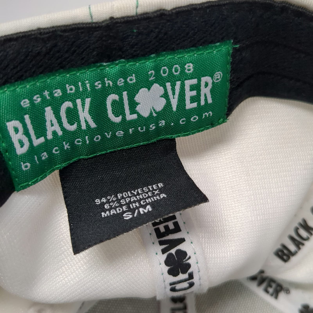 Black Clover Baseball Cap Green White M Live Lucky Clover Stretch Fit Hat
