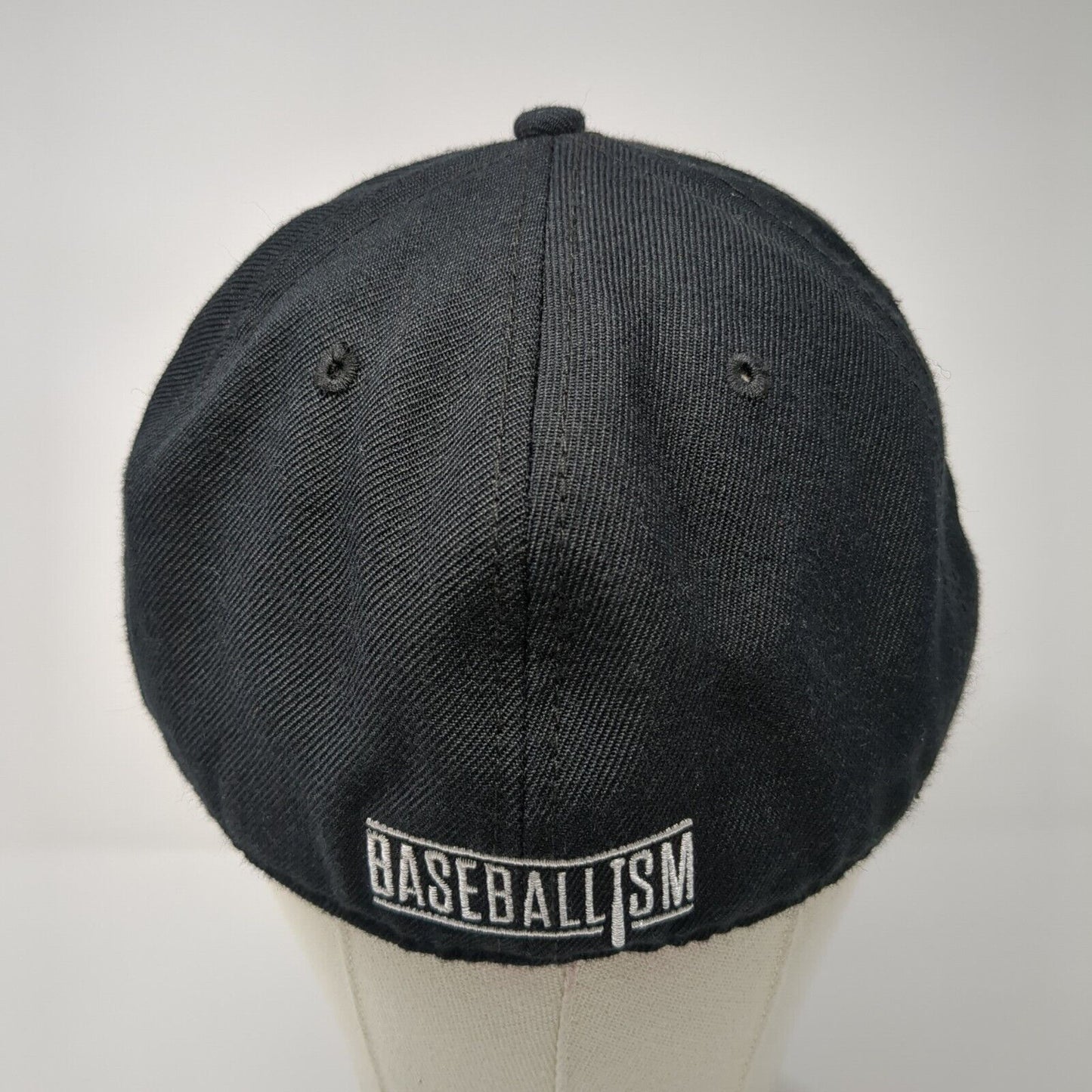 Baseballism Fitted Hat Black 7 1/2 Embroidered Logo Solid 6 Panel
