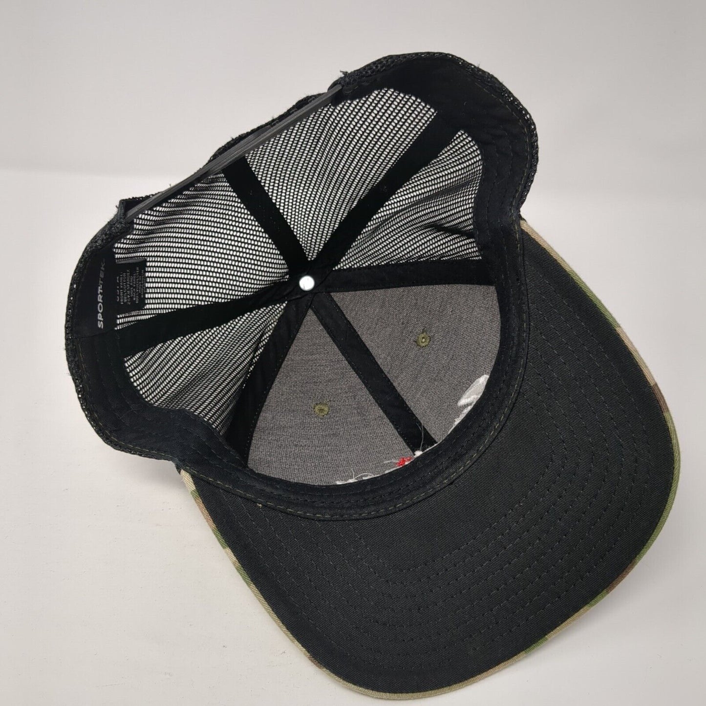American Snapback Mesh Back Trucker Hat Camouflage One Size Sport-Tek