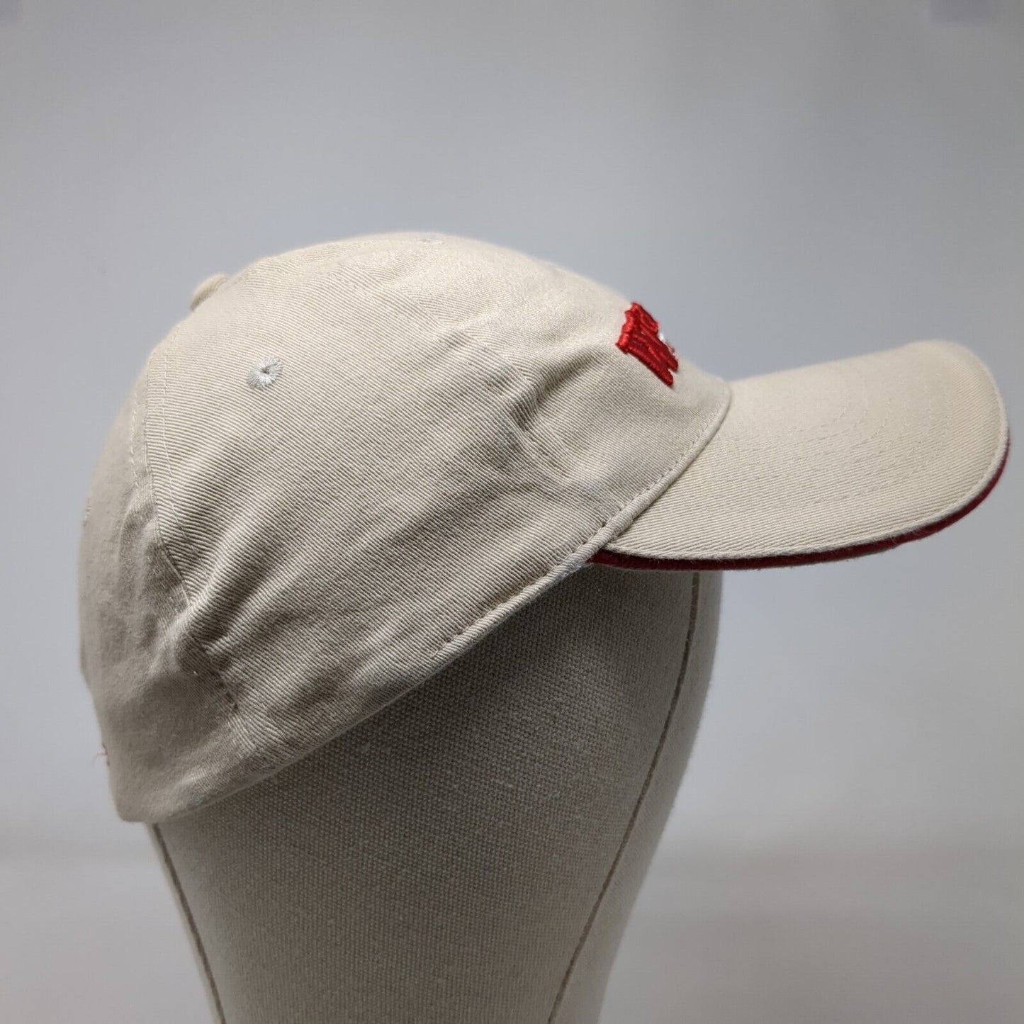 Warrior Custom Golf.Com Fitted Hat Tan One Size Embroidered Vented Holes 6 Panel