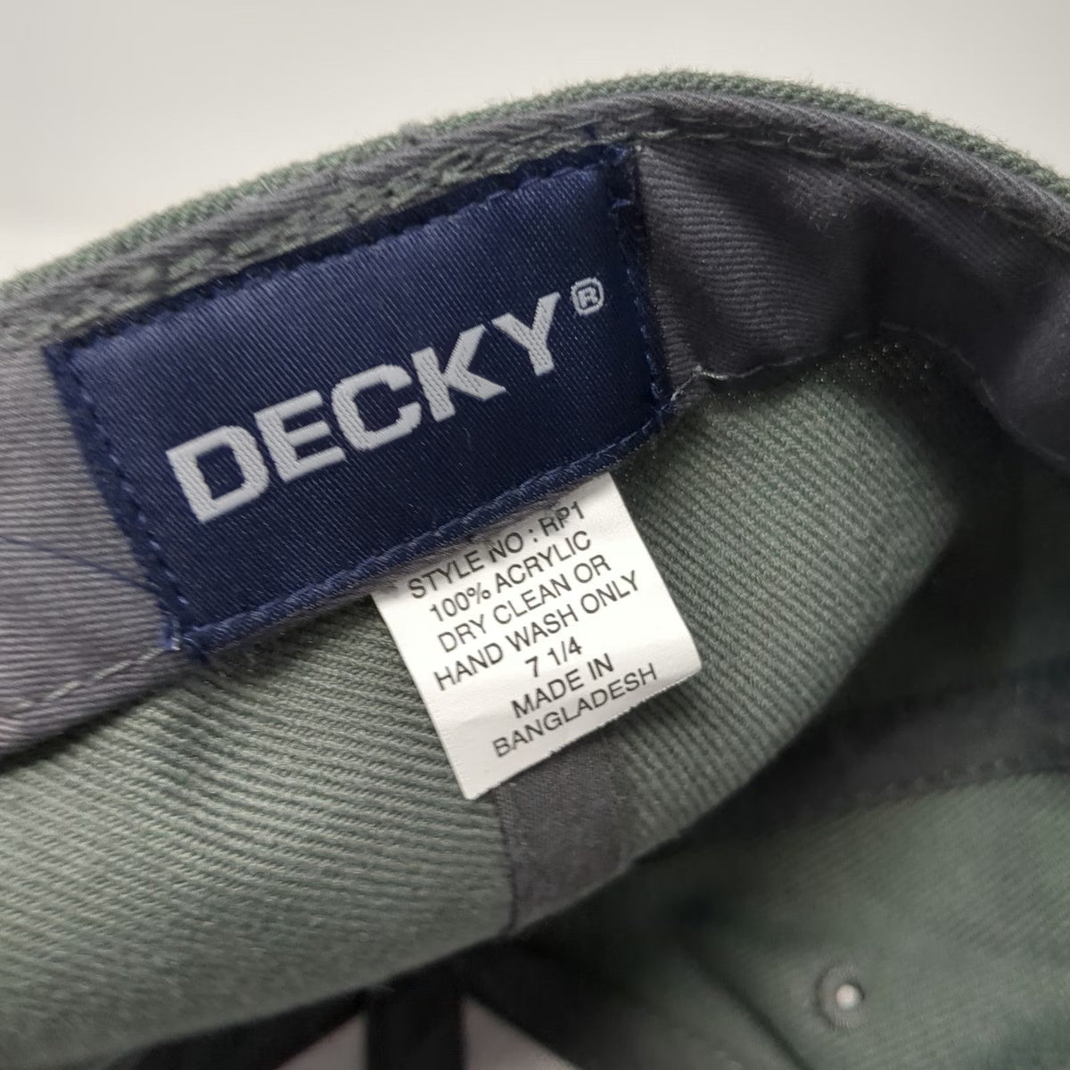 Decky Baseball Cap Gray 7 1/4 Fitted 6-Panel Flat Brim Solid Hat