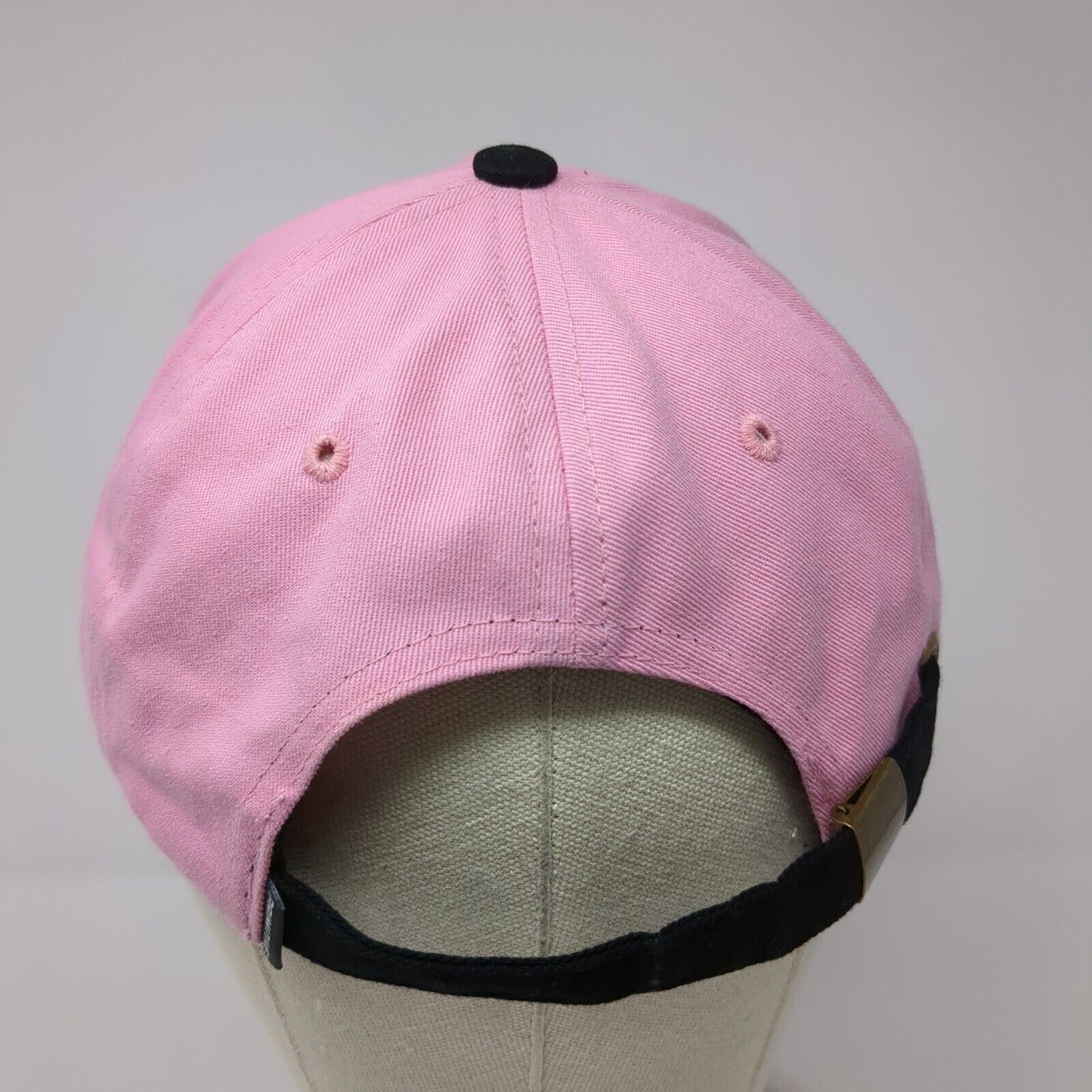 Primitive Slideback Hat Pink One Size Adjustable Embroidered Floral Cotton