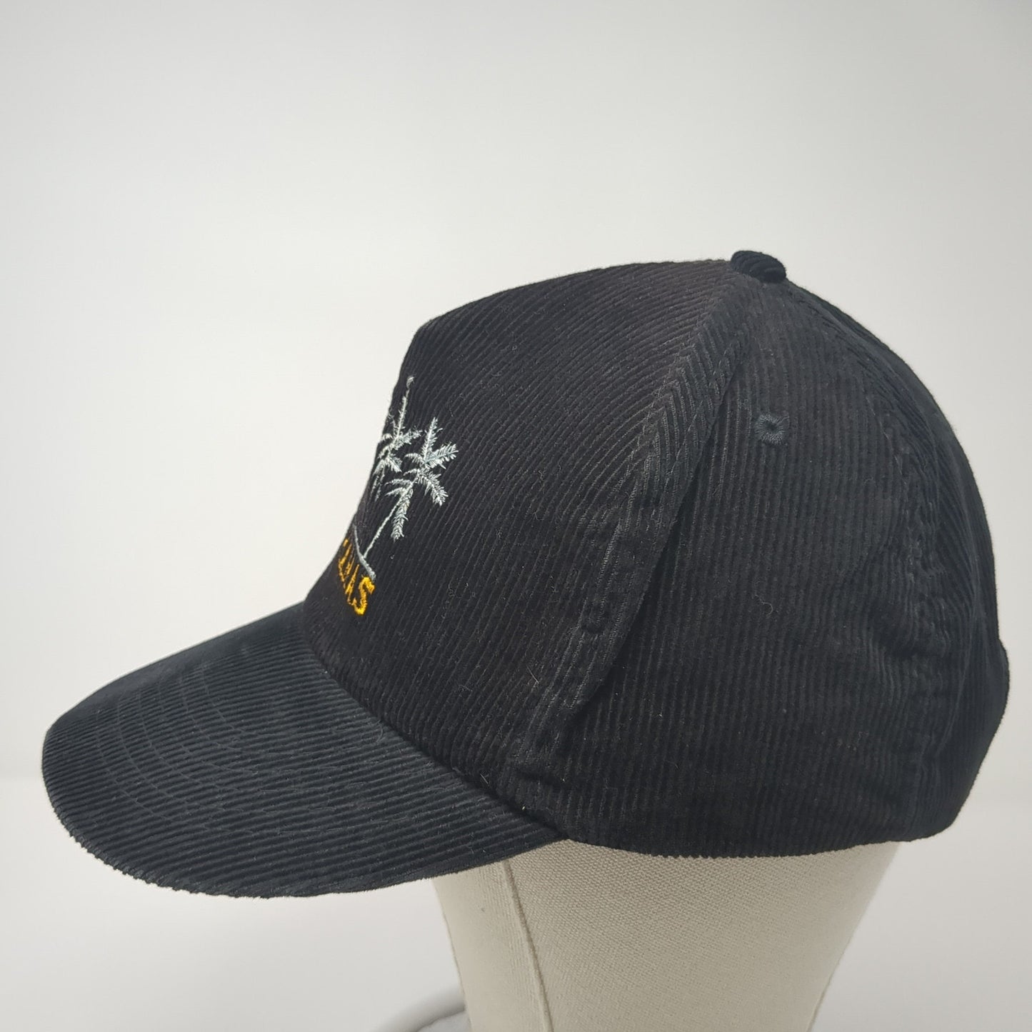 Bahamas Snapback Hat Black One Size Corduroy Embroidered Palm Trees