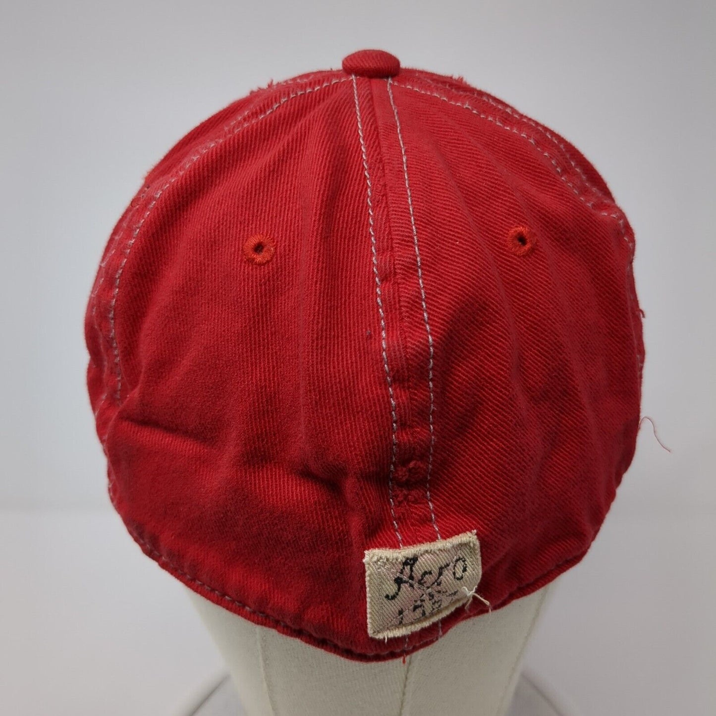 Aero 87 California New York Fitted Hat Red L/XL Nu-Fit Distressed 6 Panel