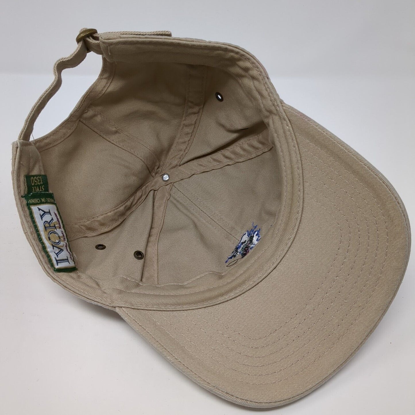 Western Alaska Sport Fishing Slideback Hat Tan OS Adjustable Embroidered Ivory