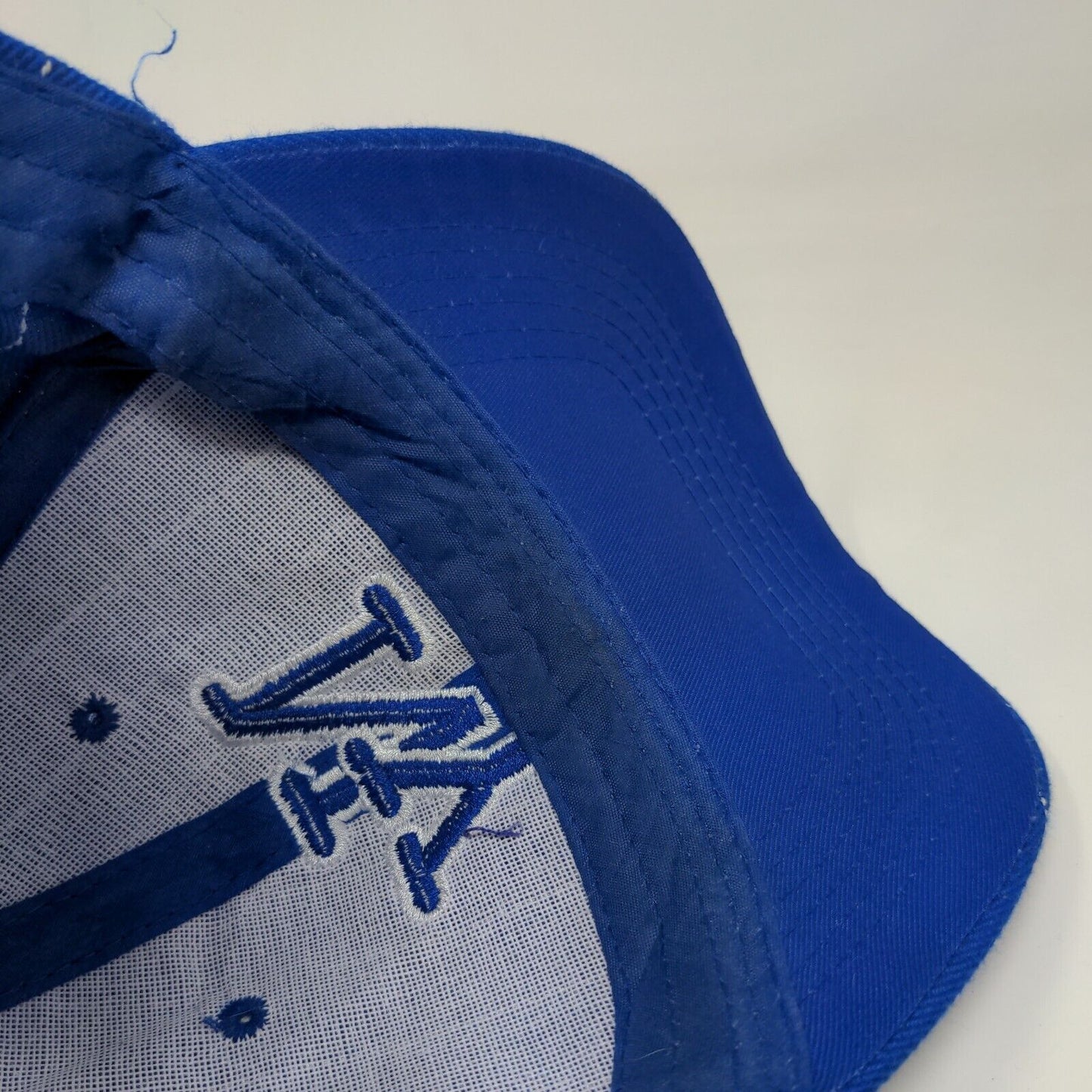 NY Strapback Hat Blue One Size Embroidered Vent Holes Pinstripe