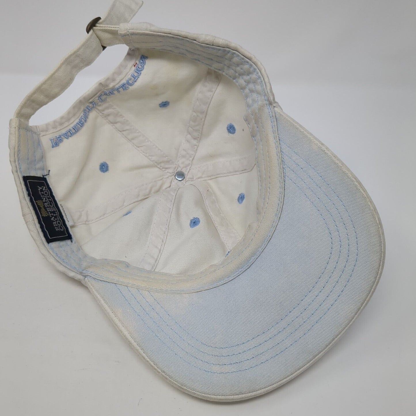 Fraternity Collection Slideback Hat White One Size Adjustable Embroidered Cotton