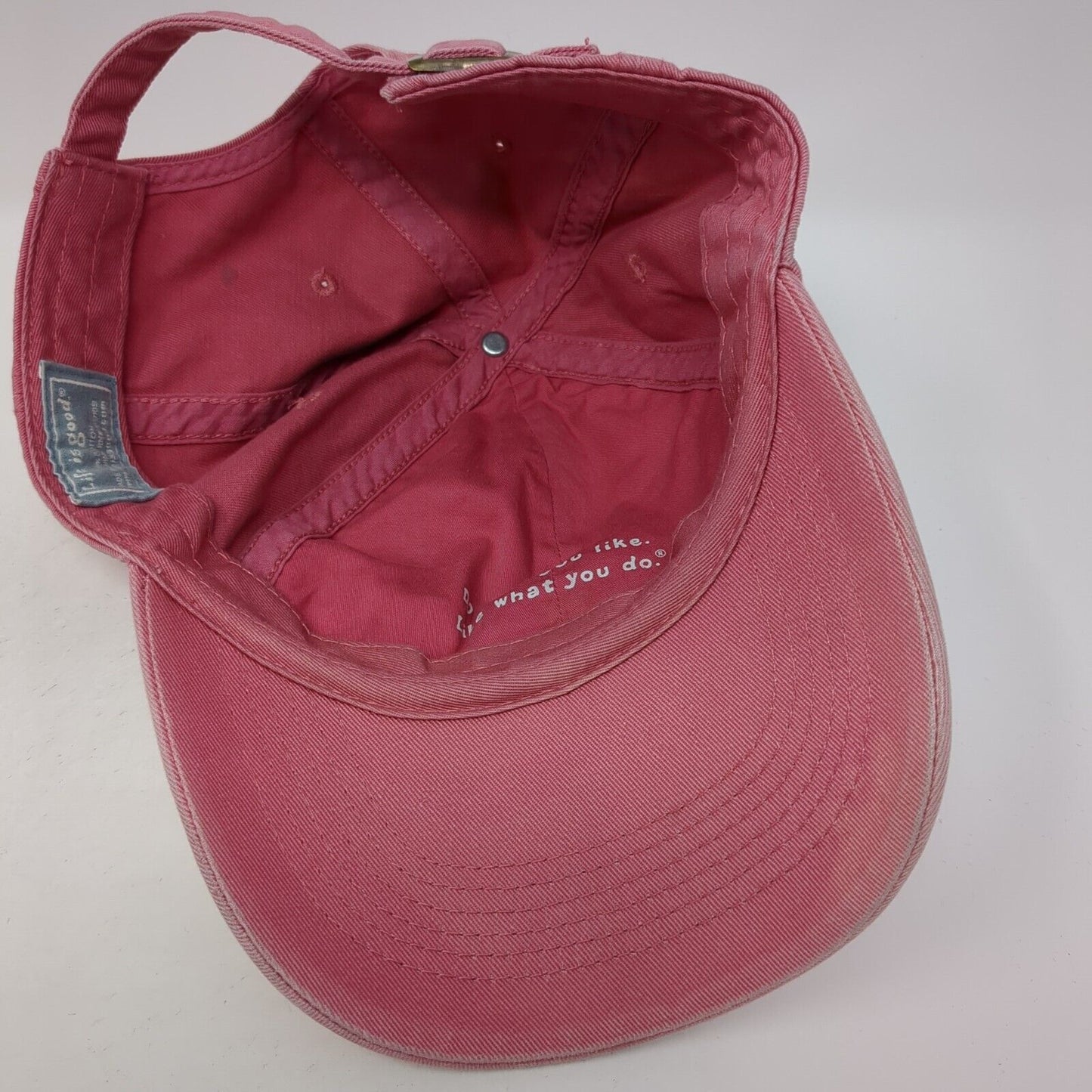 Life is Good Flip Flops Slideback Hat Pink OS Adjustable Embroidered Cotton