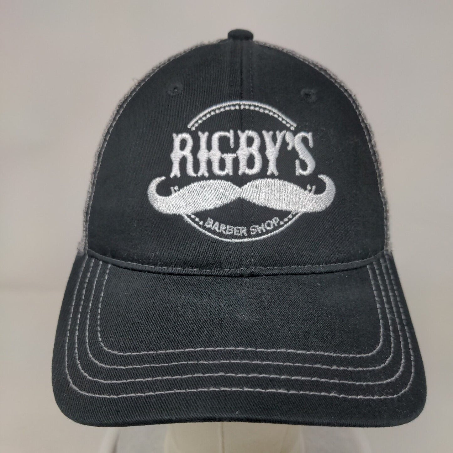 Rigby's Barber Shop Snapback Trucker Hat Black M/L Mesh Back Richardson