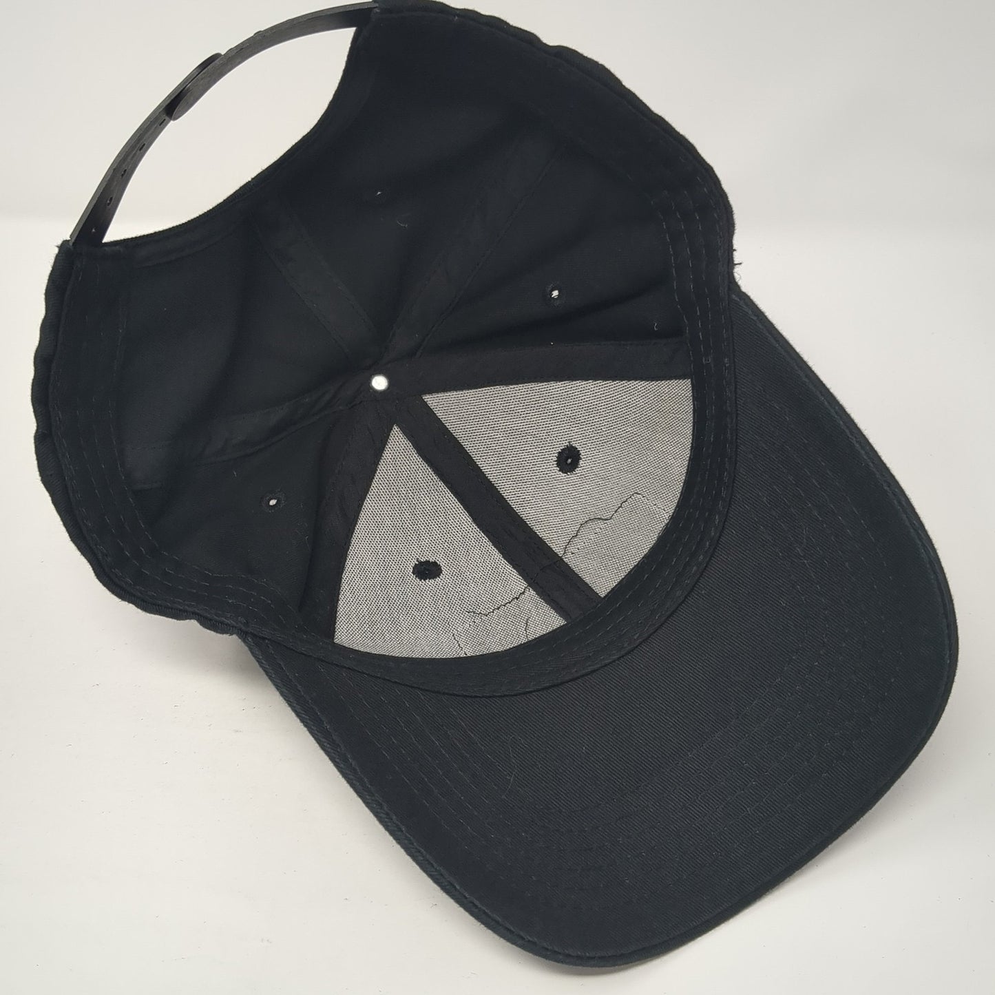 Unbranded Snapback Hat Black One Size Adjustable Vented Holes 6 Panel Blank