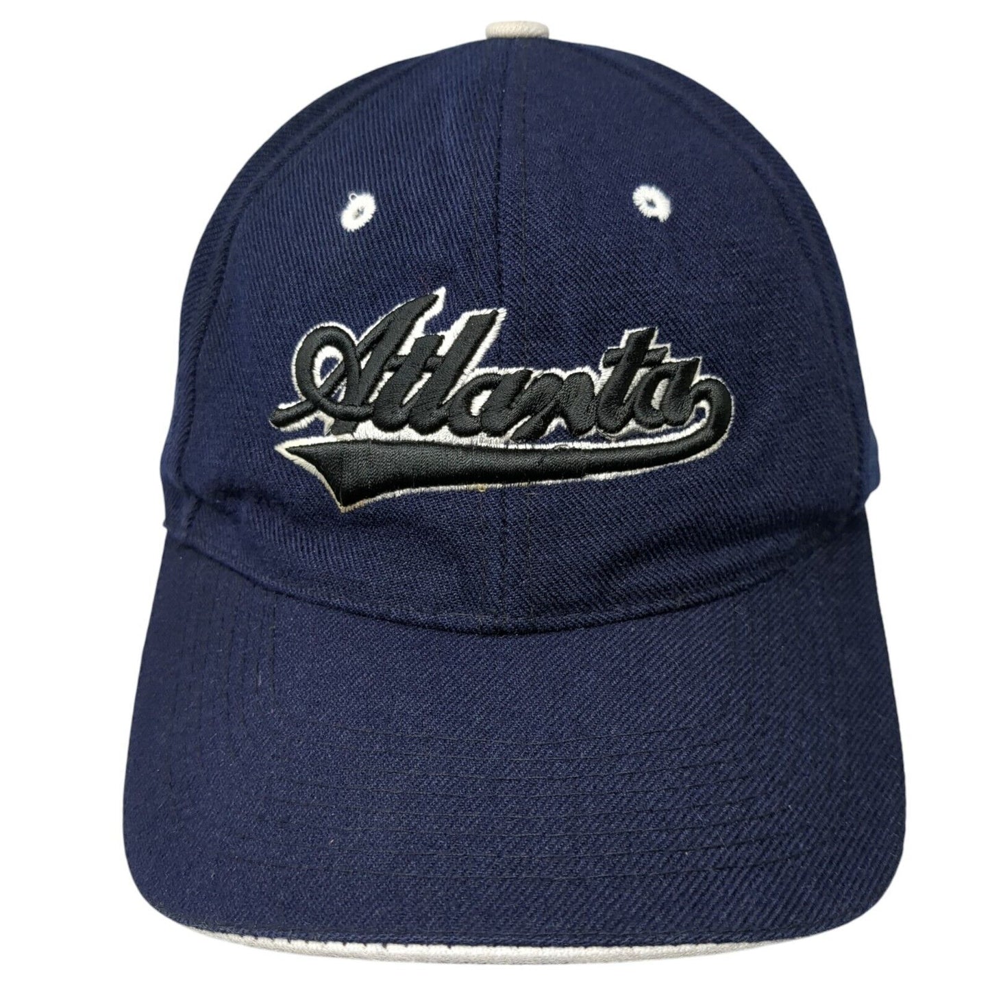 Atlanta Strapback Hat Blue One Size Adjustable Embroidered Vented Holes 6 Panel