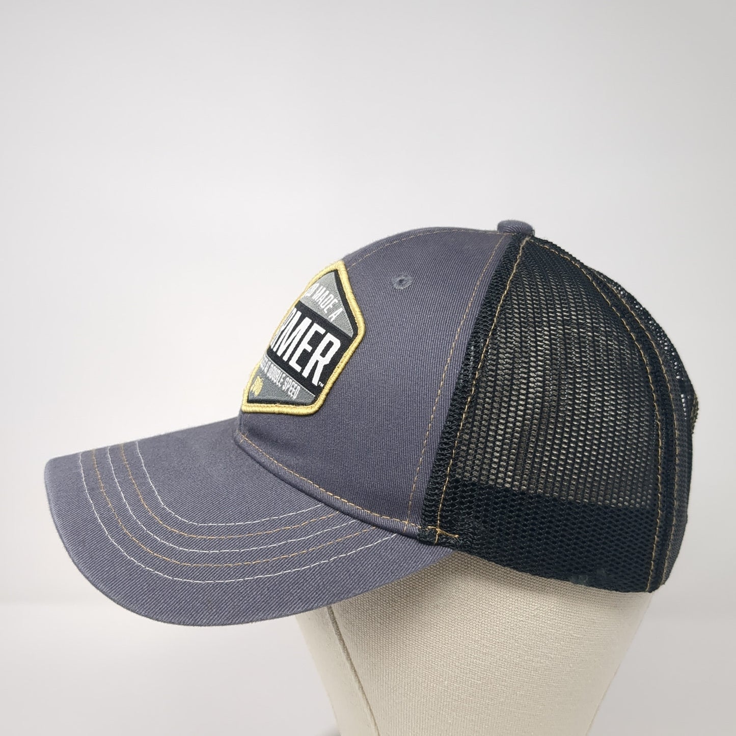 So God Made A Farmer Ridin' The Ruts At Double Speed Trucker Hat Gray OS Mesh