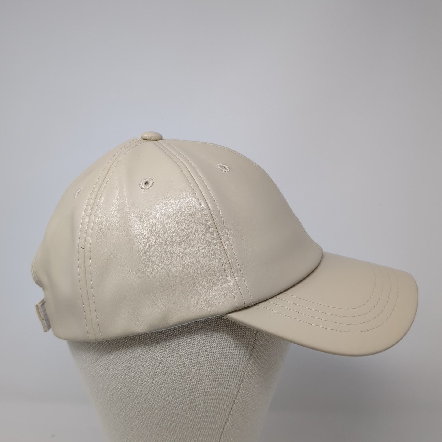 Unbranded Strapback Baseball Cap Beige One Size Adjustable Faux Leather Blank