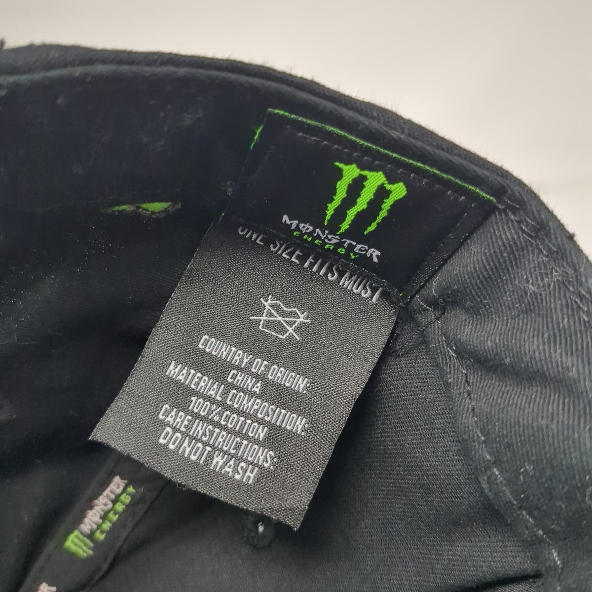 Monster Energy Snapback Black Hat One Size Embroidered Claw Logo Cotton