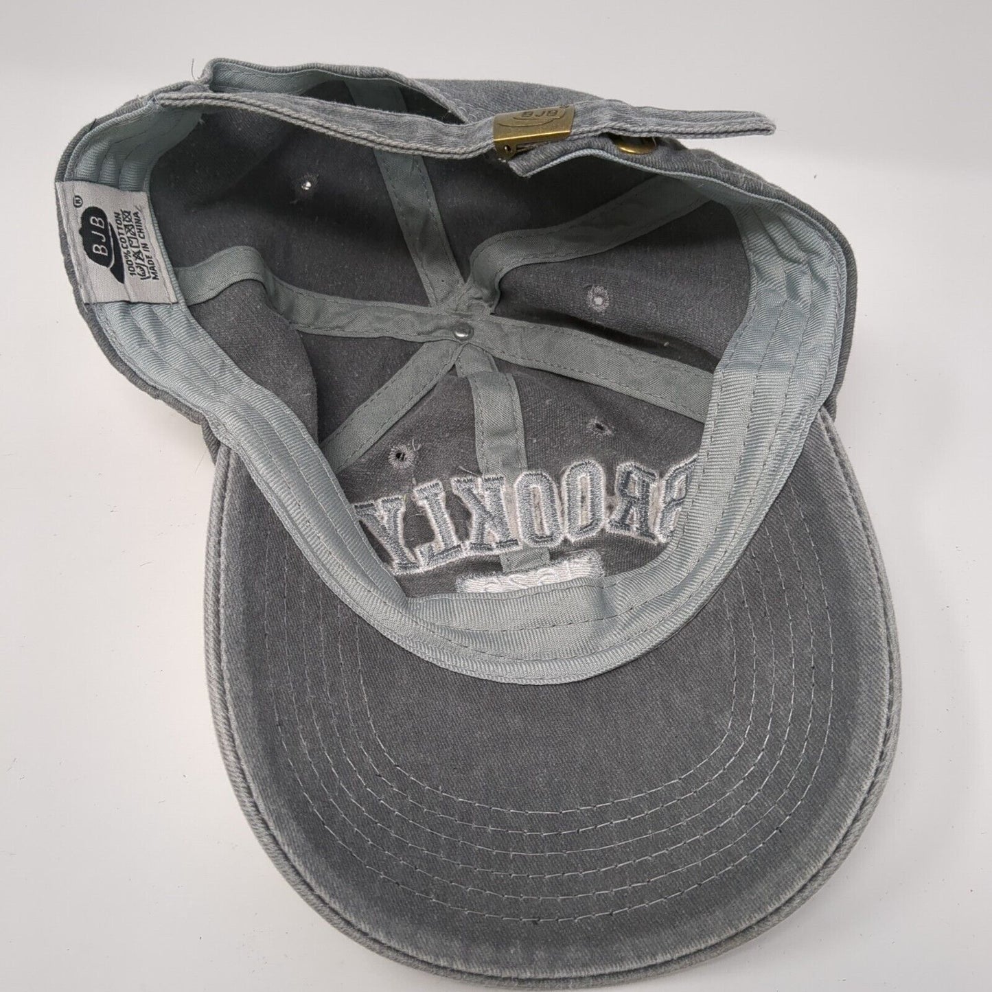 Brooklyn New York 1625 Slideback Hat Gray OS Adjustable Embroidered BJB Cotton