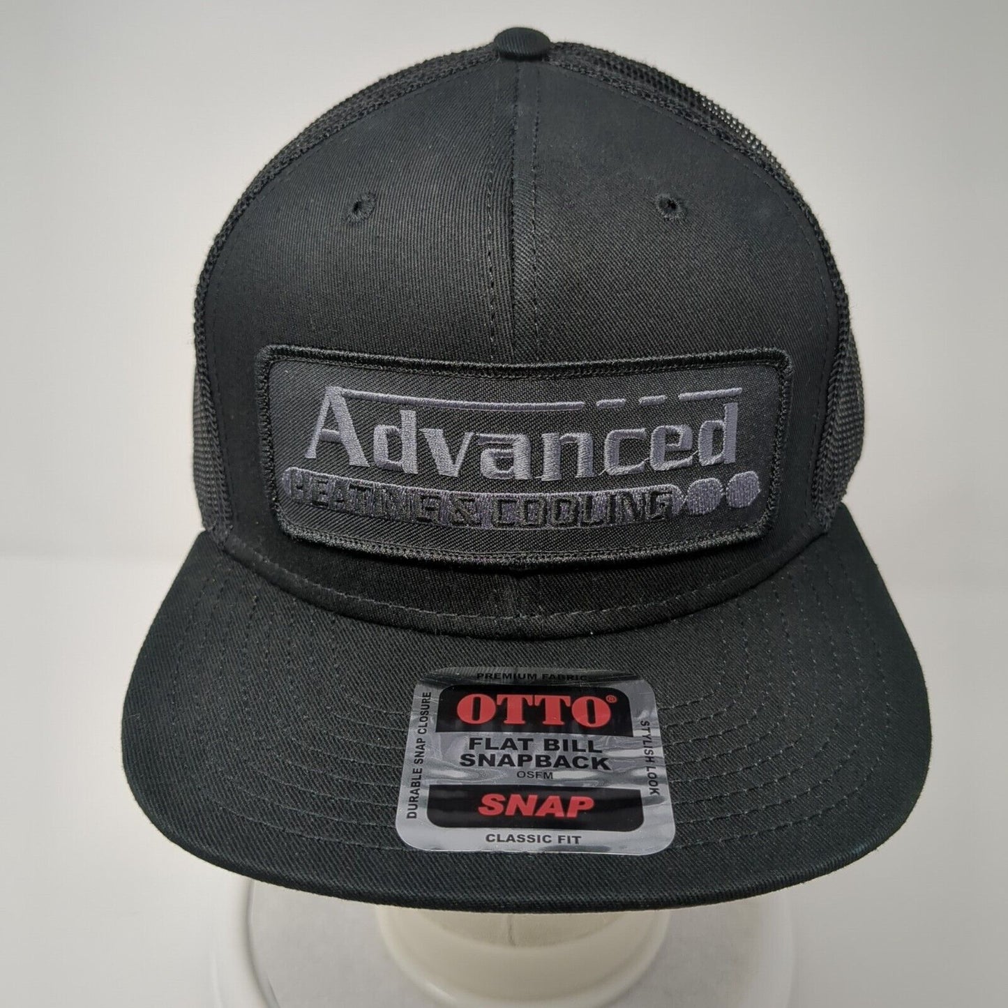 Advanced Heating & Cooling Snapback Trucker Hat Black One Size Flat Bill