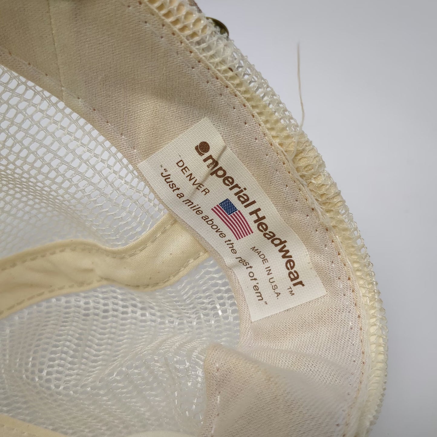Imperial Baseball Cap Beige South Fork Lodge Idaho Trout Rope Fish Hat Vintage