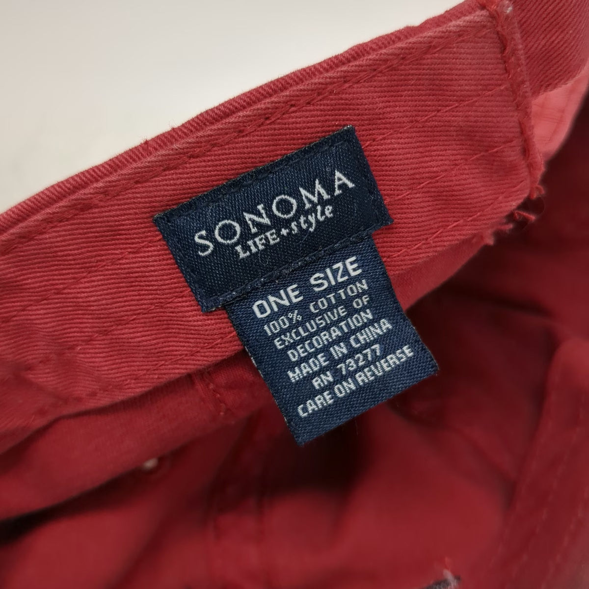 Sonoma Baseball Cap Red One Size USA Stars Strapback Cotton Distressed Hat