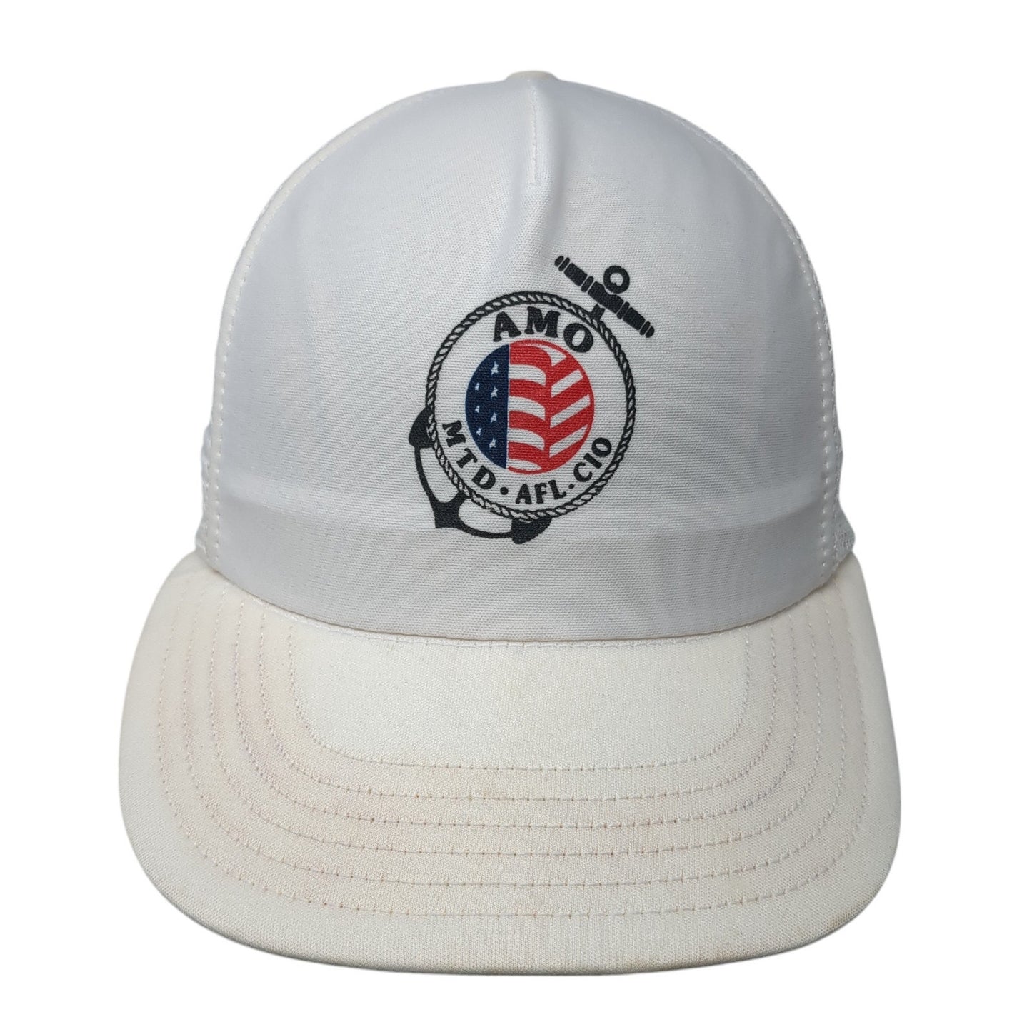 AMO MTD AFL CIO Snapback Trucker Hat White One Size Mesh Back USA