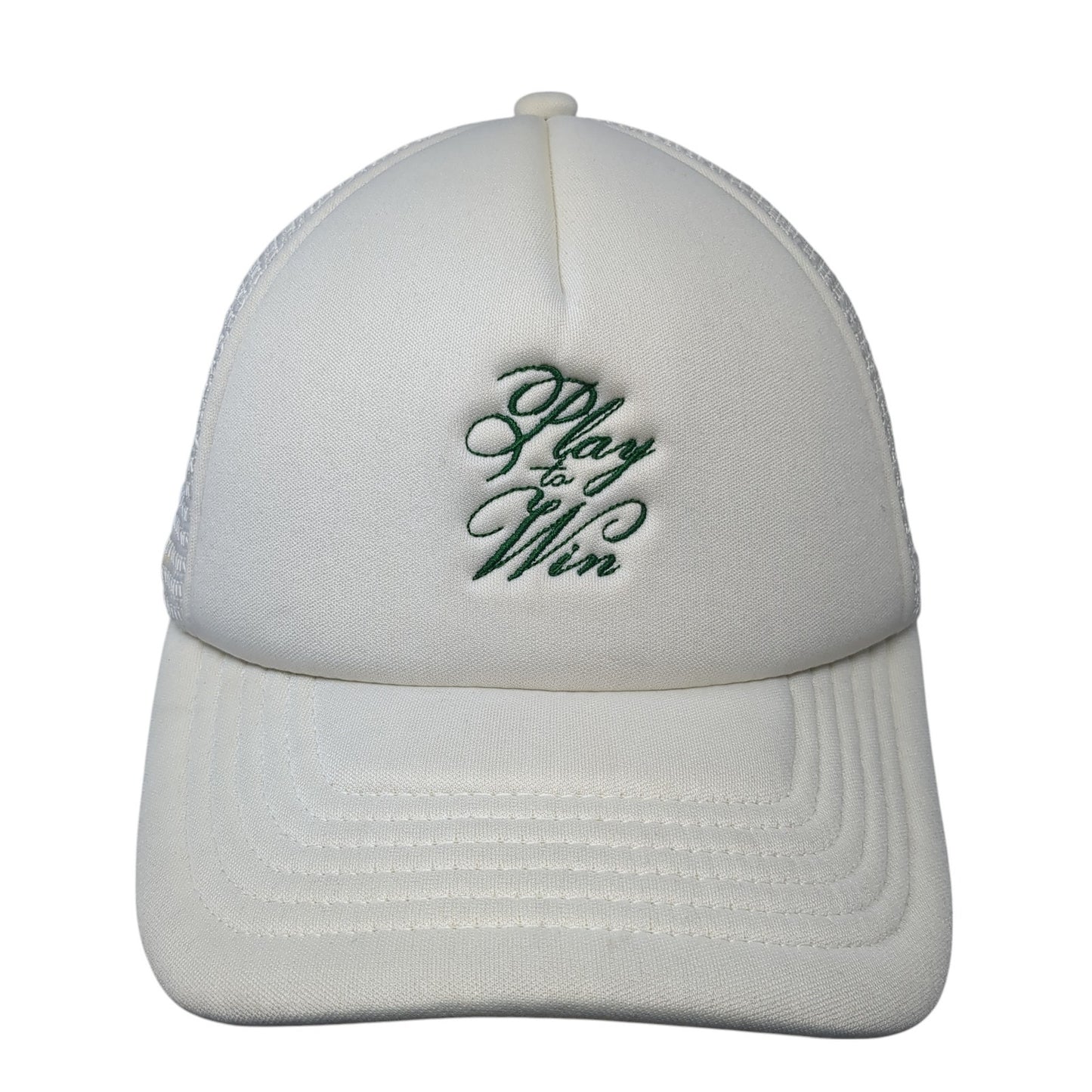 Play To Win Snapback Mesh Back Trucker Hat White One Size Adjustable
