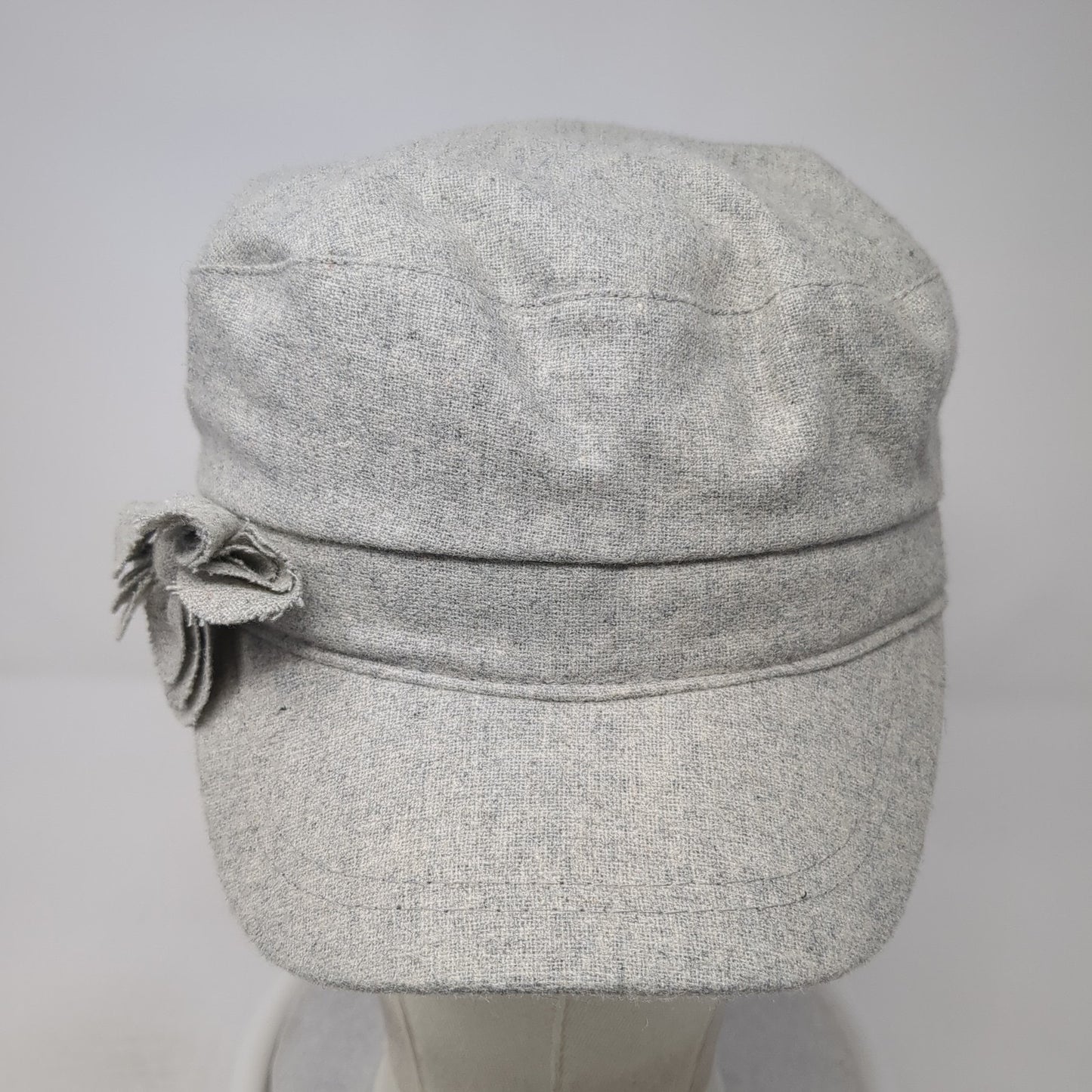 August Fitted Cadet Army Cap Hat Gray One Size Solid Flower Stretch
