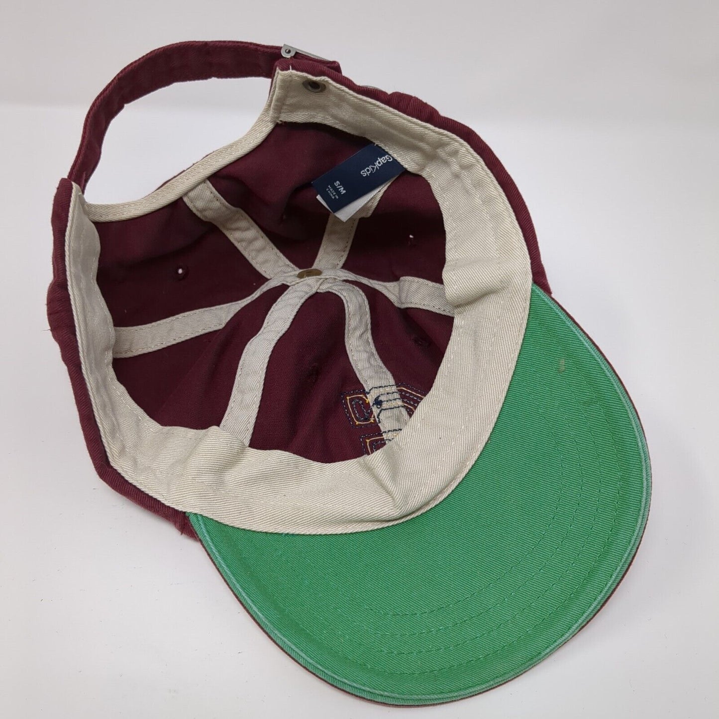 Gap Kids Slideback Hat Red S/M Adjustable Embroidered 6 Panel Cotton