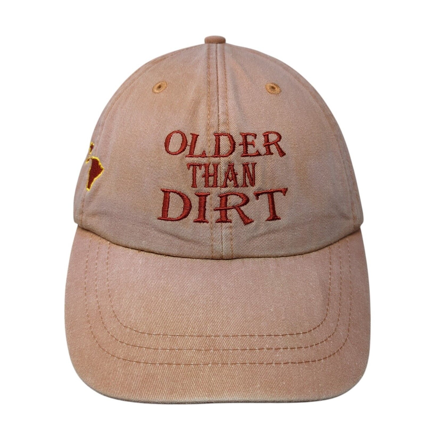 Older Than Dirt Slideback Hat Orange One Size Adjustable Leather Strap