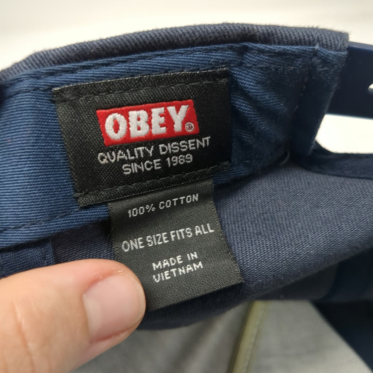 Obey 5 Panel Blue One Size Snapback Hat Flat Brim Worldwide Patch Logo Woven