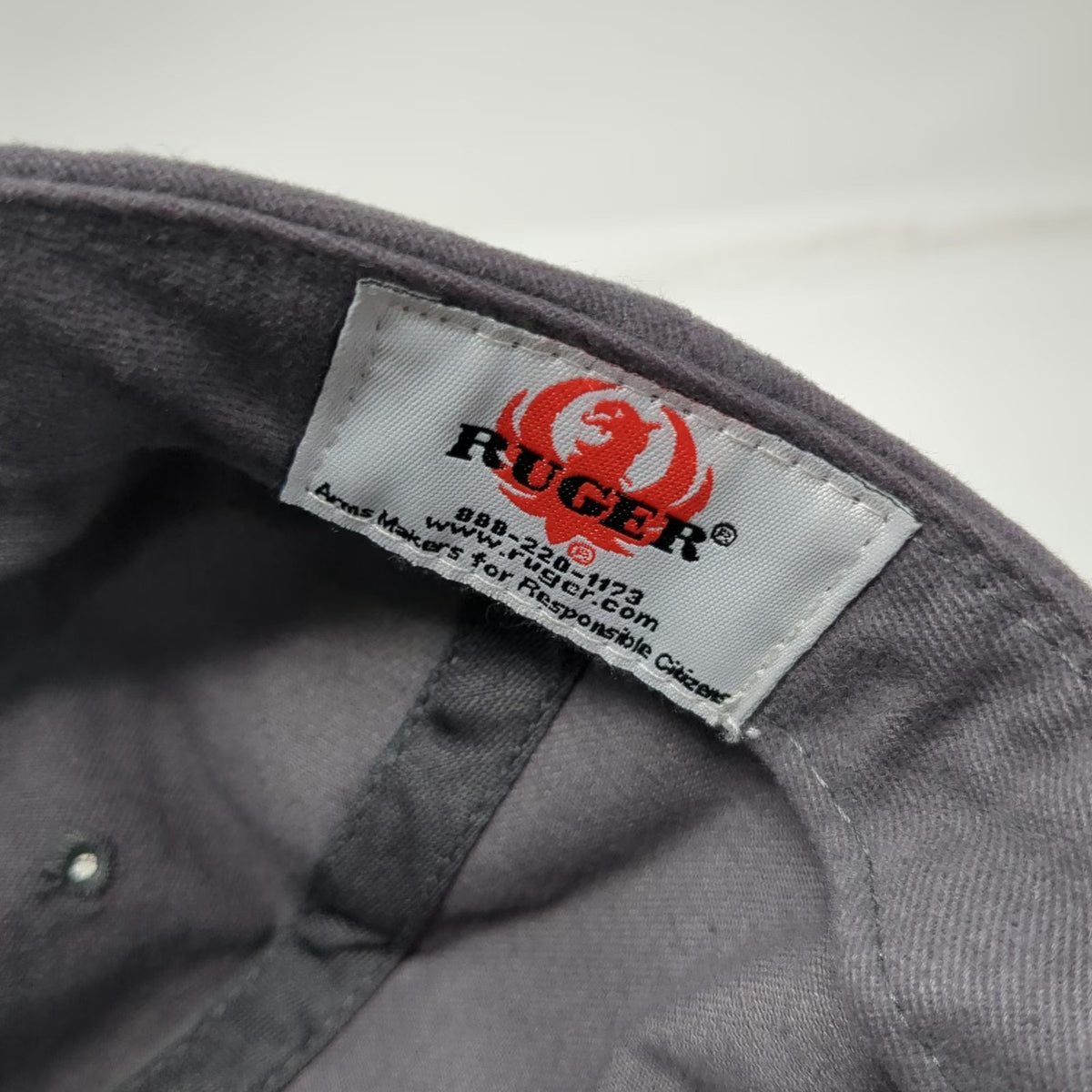 Ruger Baseball Cap Gray One Size Embroidered Logo Strapback Firearms Gun Hat