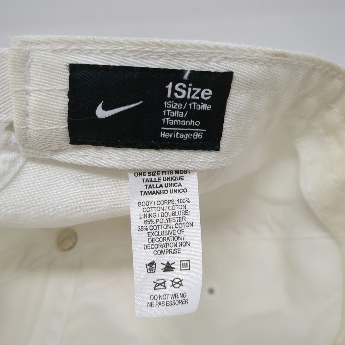Nike Baseball Cap White One Size Slideback Embroidered Logo Swoosh Sport Hat