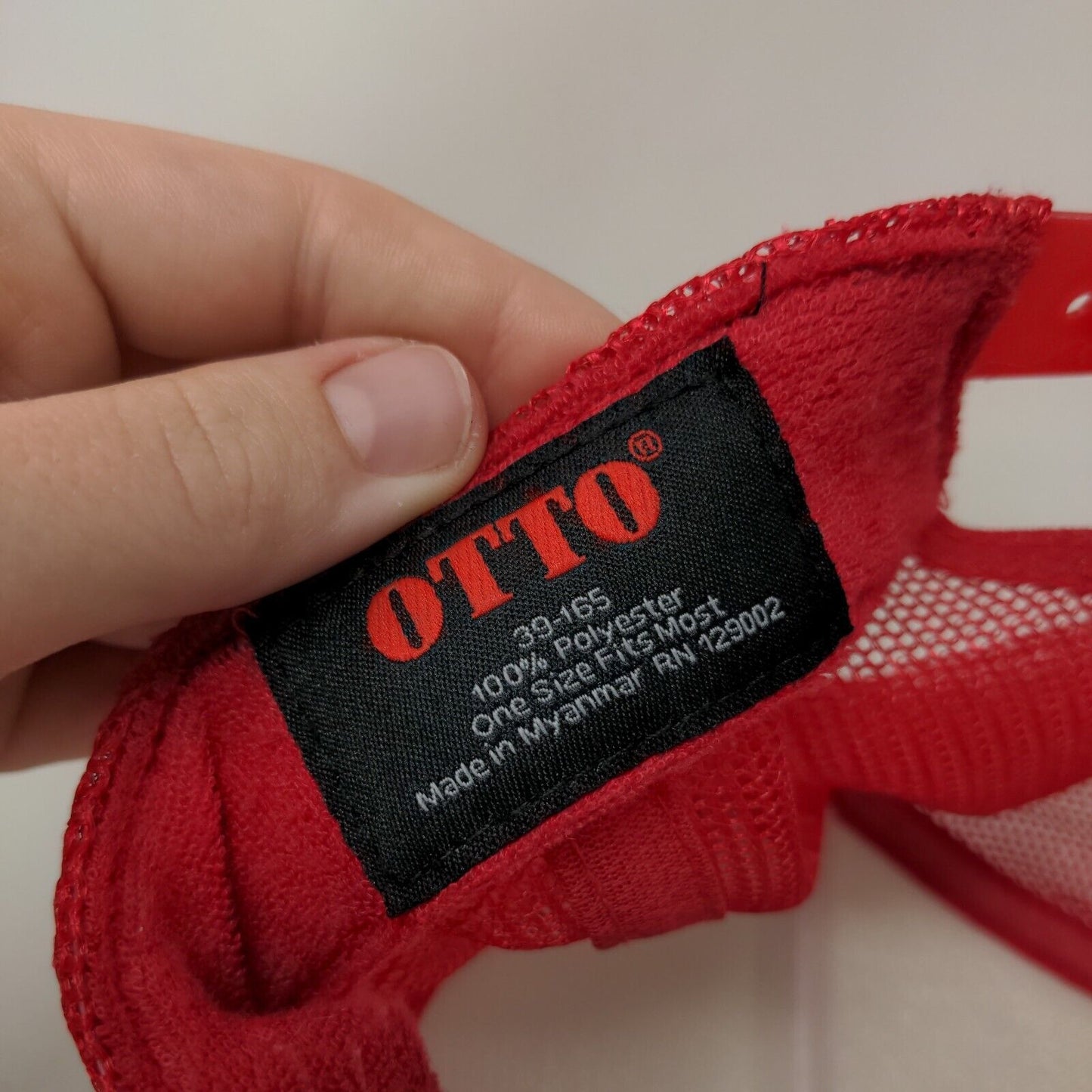 Otto Snapback Trucker Hat Red OSFM Adjustable Mesh Back Blank Rope Polyester
