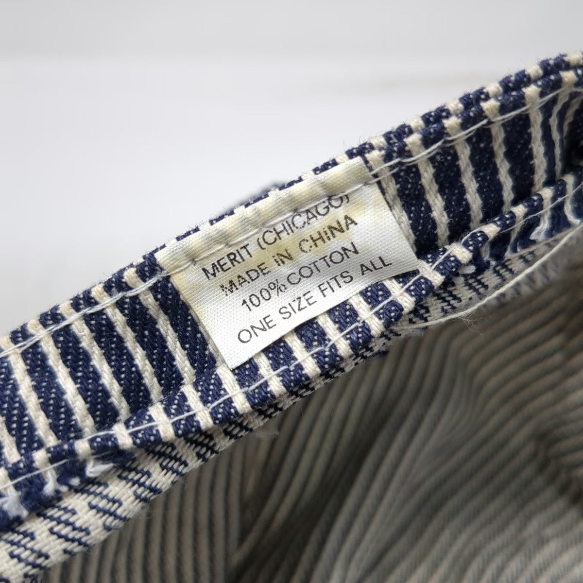 Merit Snapback Hat Blue White Hickory Stripe One Size Cotton Engineer Striped
