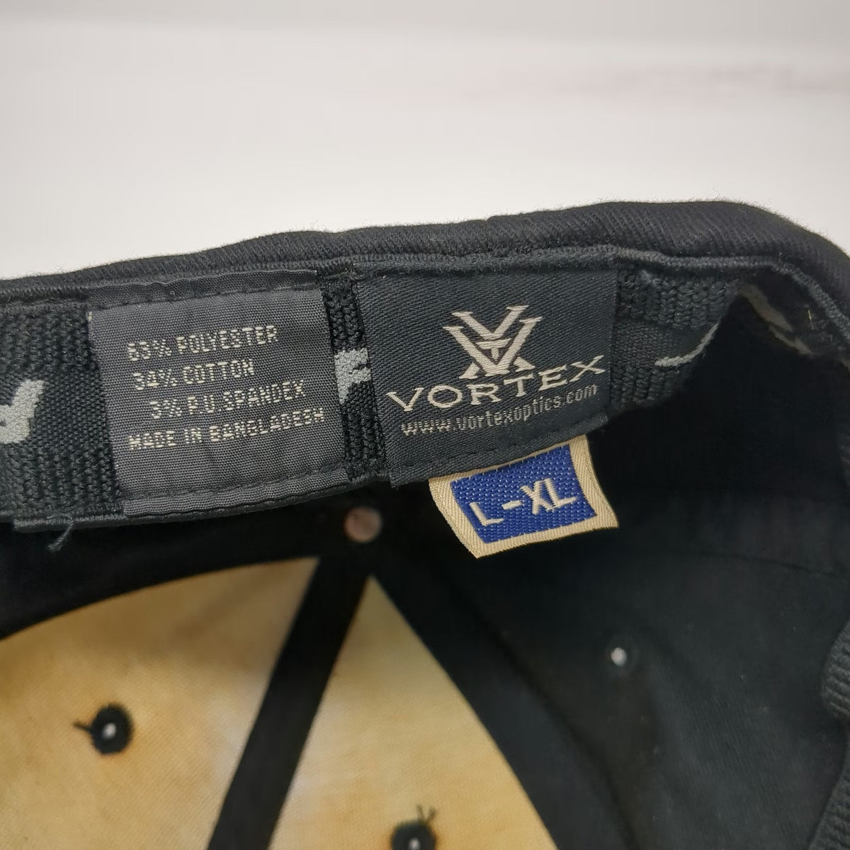 Vortex Baseball Cap Black XL Flexfit Logo Patch Curved Brim Hat Gray Underbrim