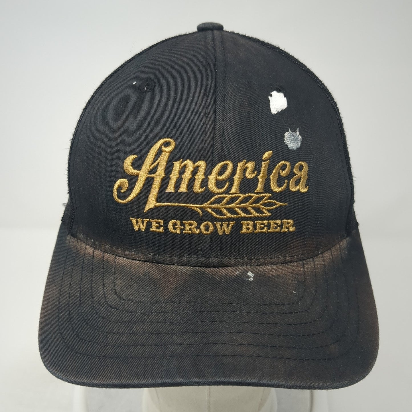America We Grow Beer Snapback Trucker Hat Black One Size Mesh Back Rural Cloth