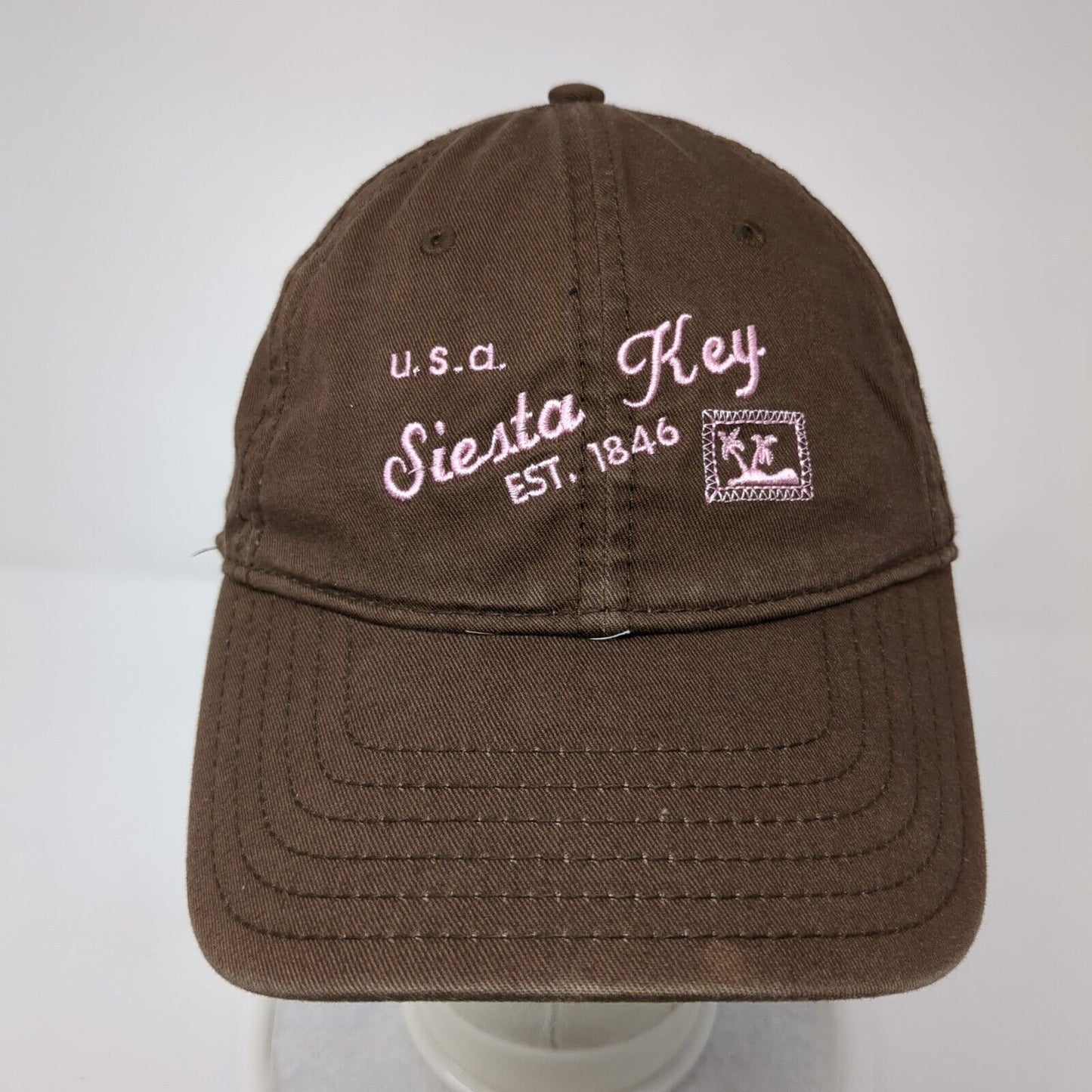 USA Siesta Key Slideback Hat Brown One Size Adjustable Embroidered