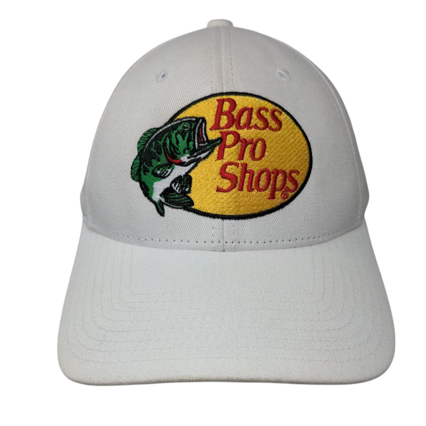 Bass Pro Shops Snapback Hat White OSFM Solid Gone Fishing Embroidered