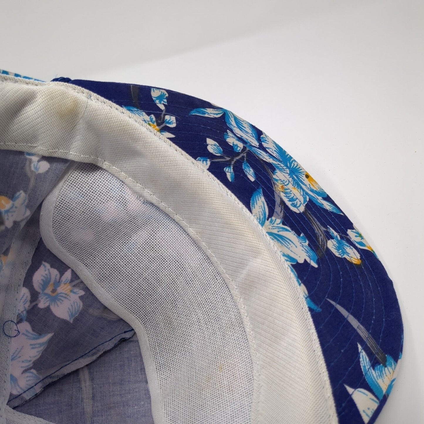Albertsons Slideback Hat Blue One Size Adjustable Floral Print Rope Nissin Cap