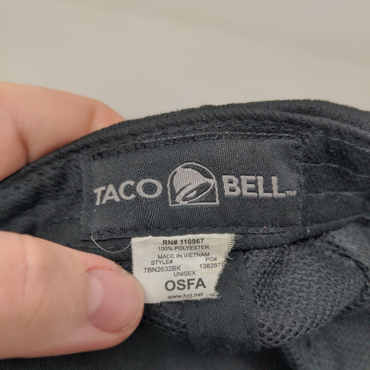 Taco Bell Men's Snapback Hat Black OSFA Embroidered Logo Employee Uniform