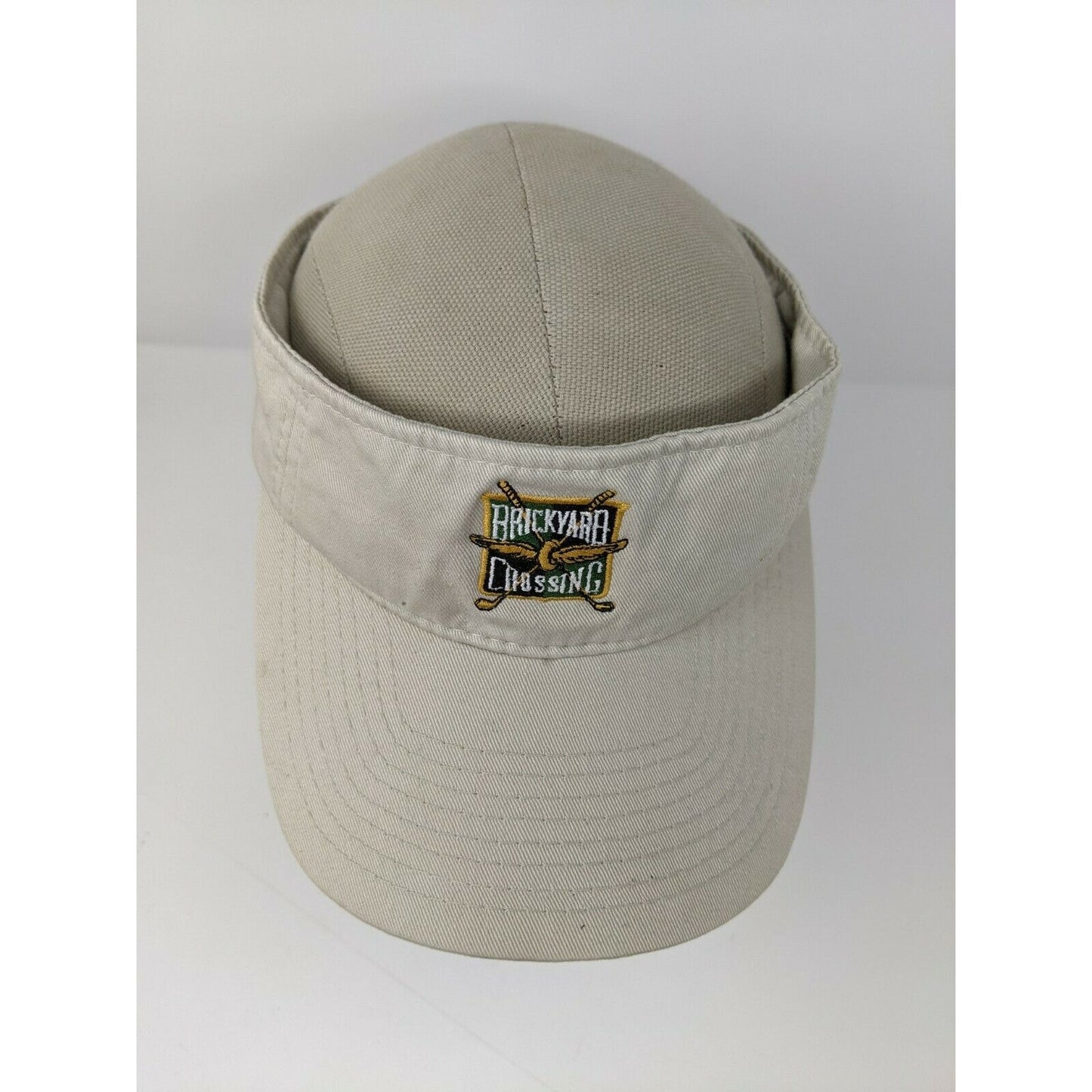 Brickyard Crossing Golf Visor Strapback White/Beige OSFM Embroidered Logo