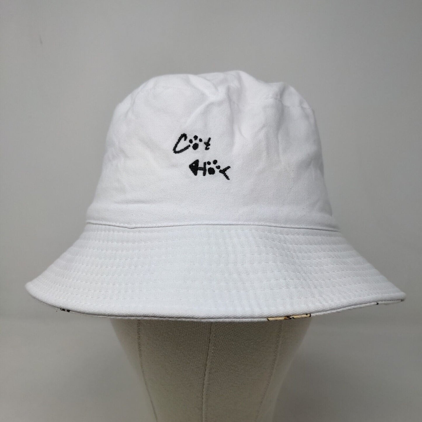Mino Women's Bucket Hat White All Over Print Cat Graphic Reversible
