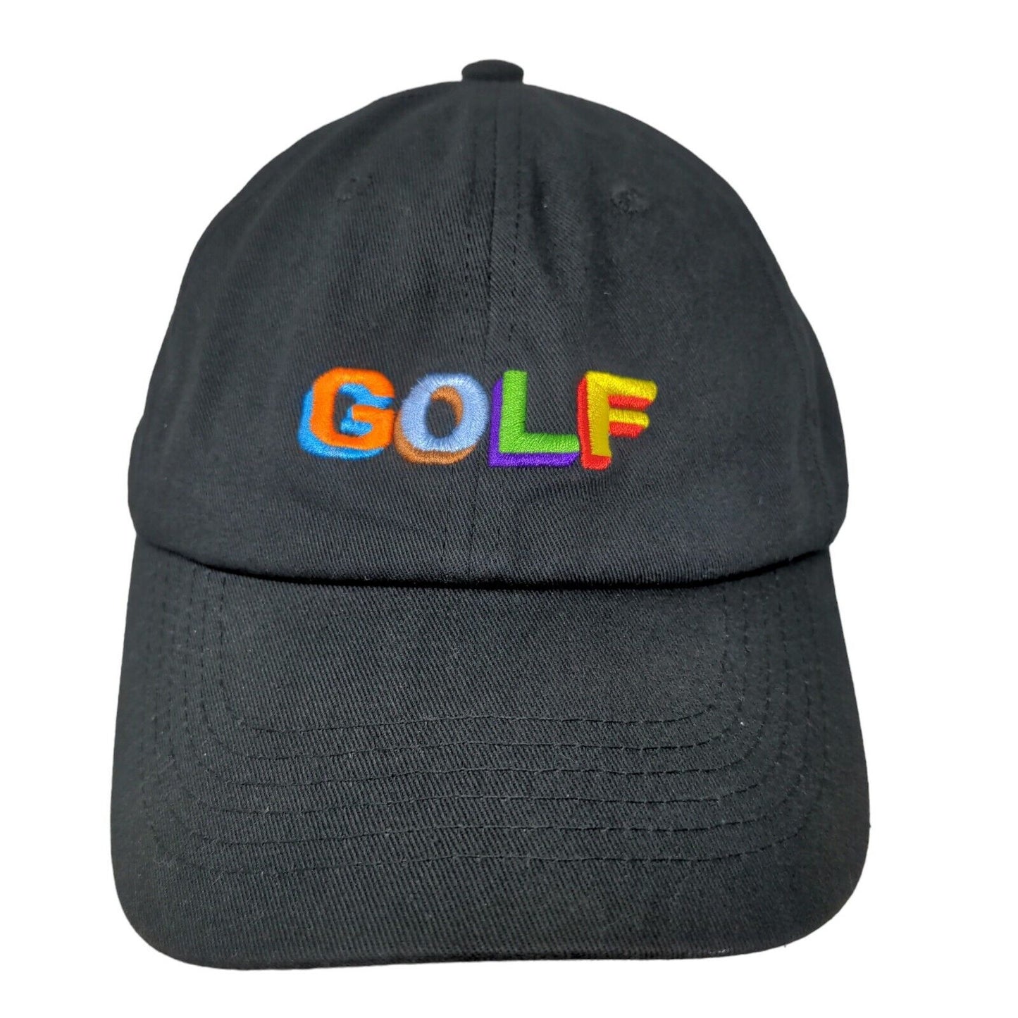 Unbranded Men's Slideback Hat Black Adjustable Embroidered Golf Logo