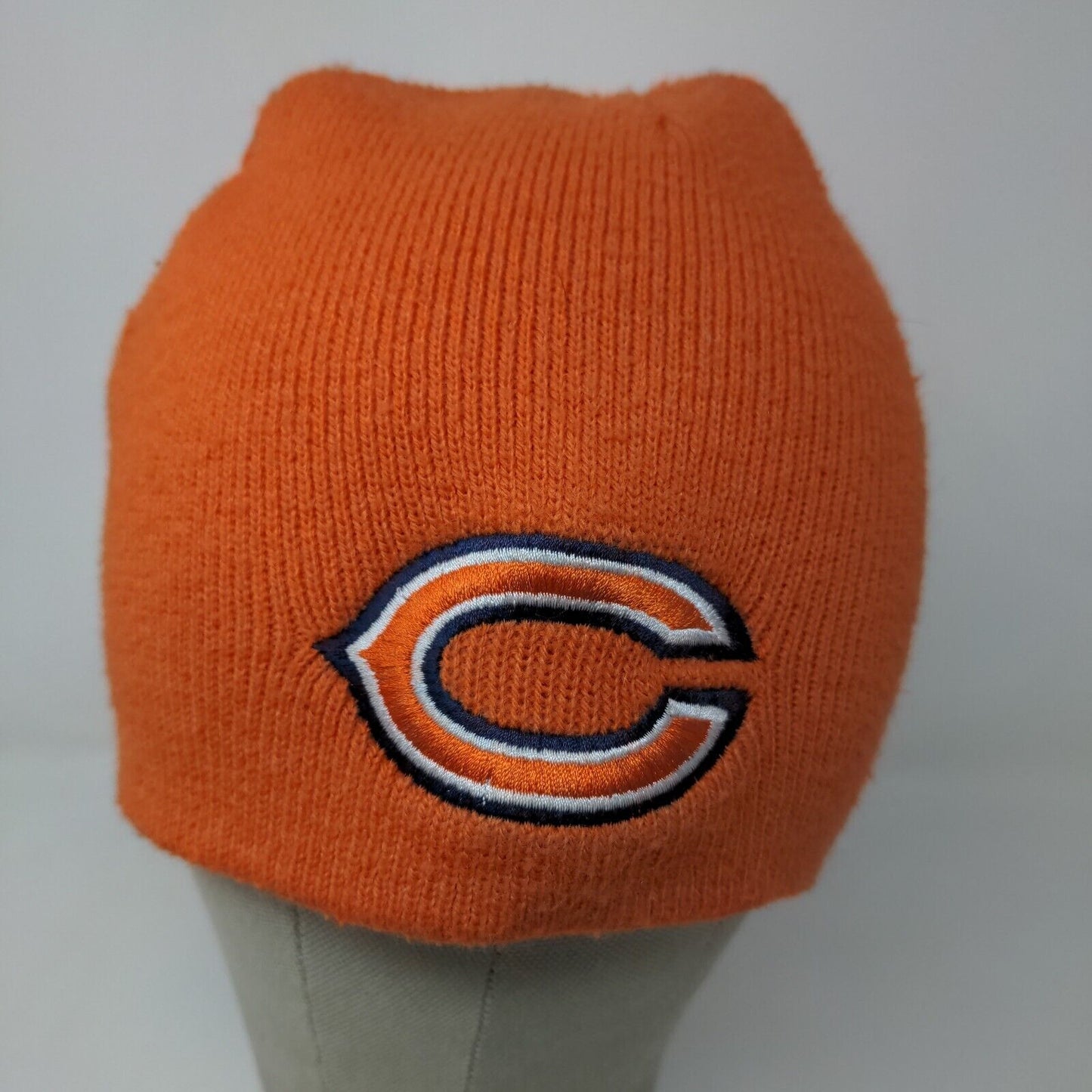 Yupoong Men's Knit Beanie Hat Orange Chicago Bears Embroidered Logo