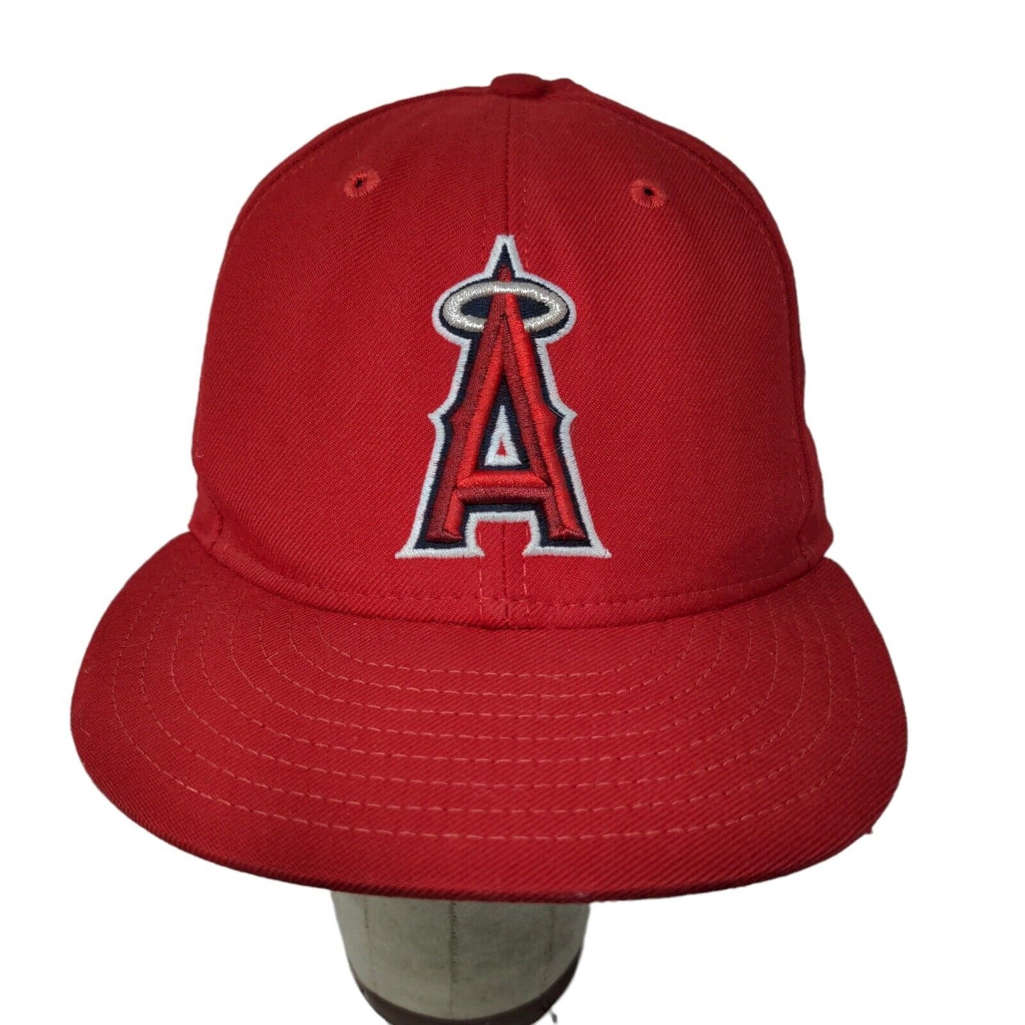MLB New Era 59Fifty Hat Los Angeles Angels Red Baseball Hat SZ 7 5/8 USA MADE