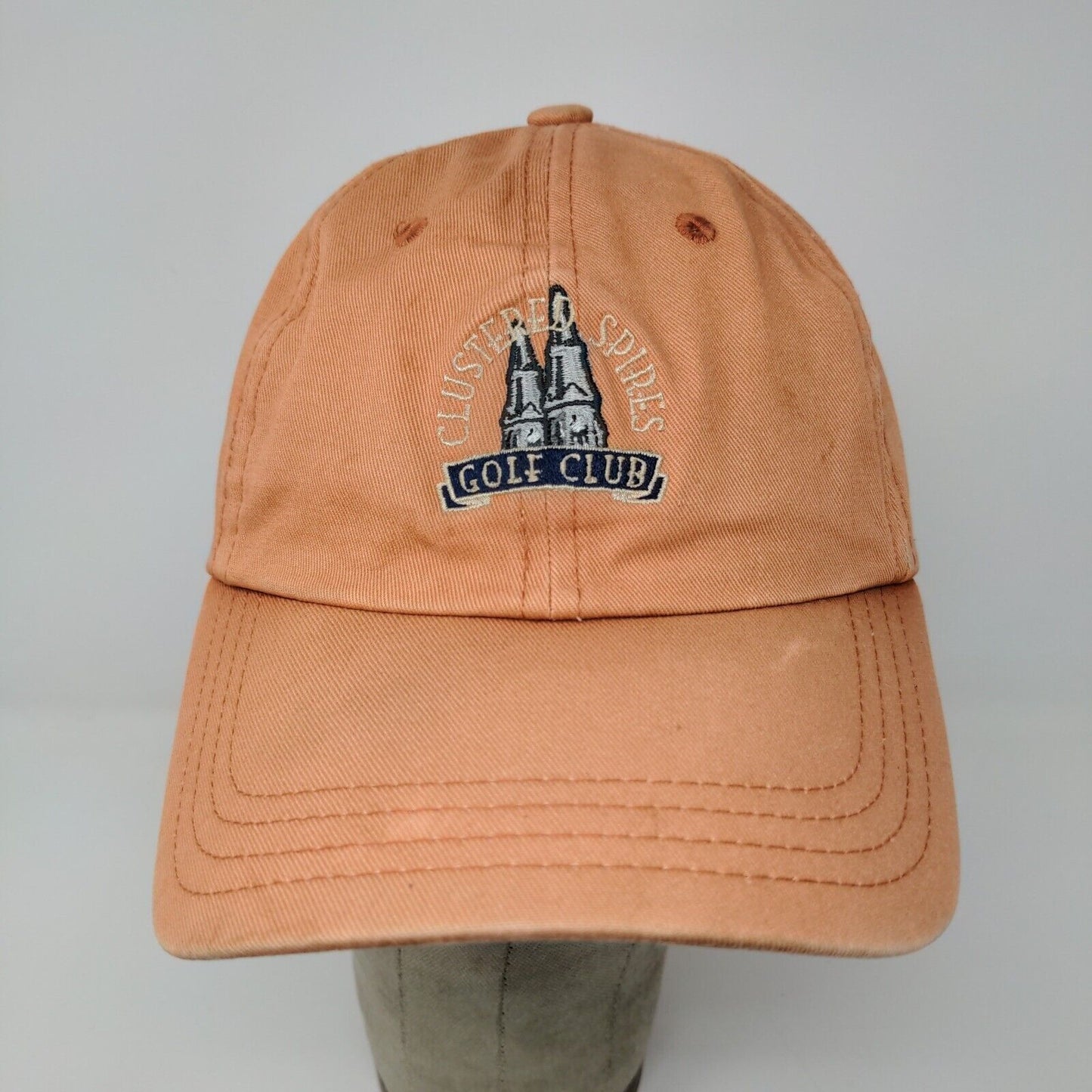 Clustere Spires Golf Club Orange Hat Cap Adjustable Strap Back Embroidered