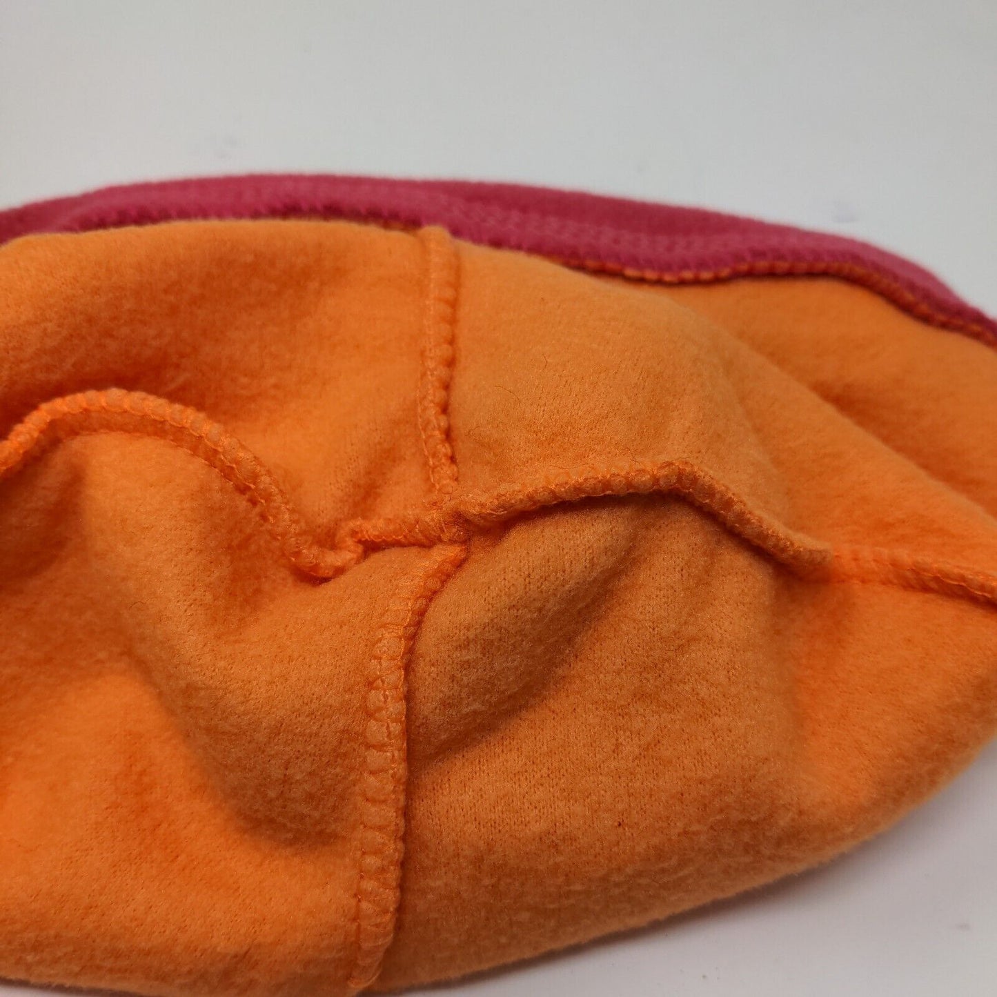 Dunkin' Donuts Men's Employee Fleece Beanie Hat Pink Orange Patch Logo