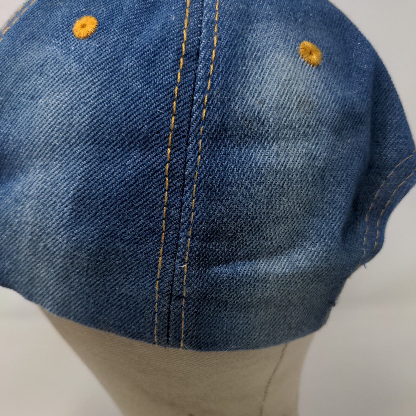 Love Women's Slideback Denim Hat Shiny Big Rhinestones Logo Bling Distressed
