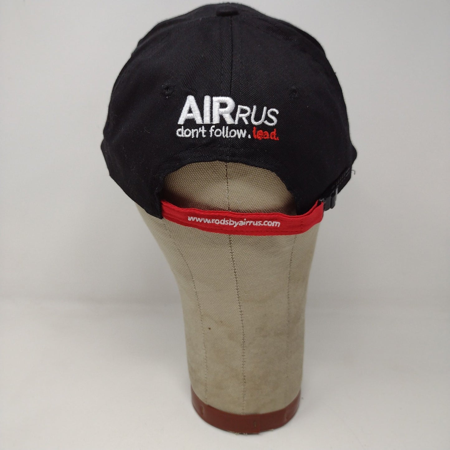 AirRus Slideback Hat Embroidered Logo Spell Out Don't Follow Lead Black Red