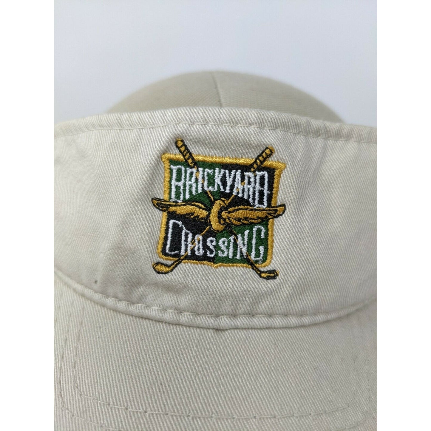 Brickyard Crossing Golf Visor Strapback White/Beige OSFM Embroidered Logo